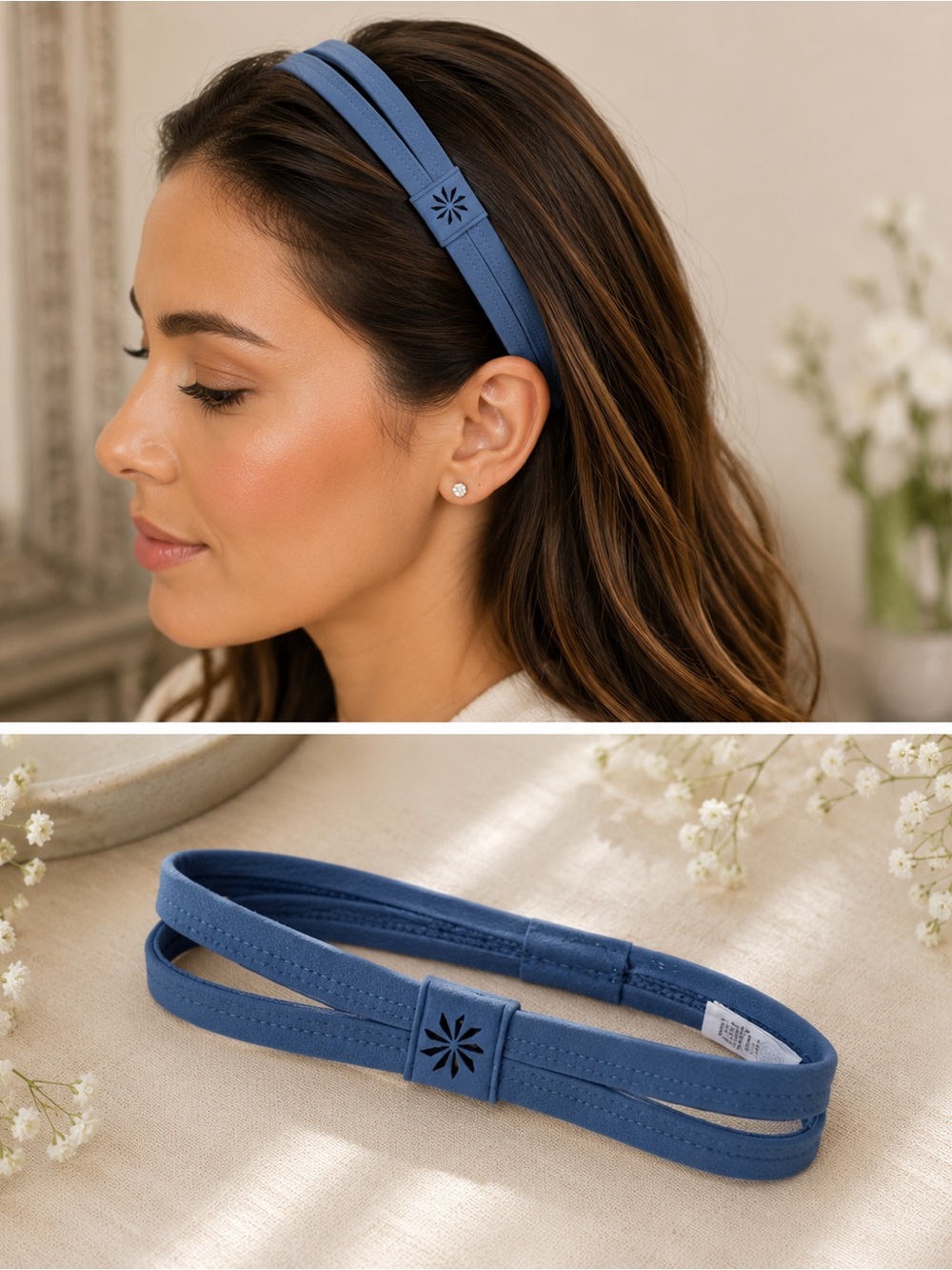 Athleta Girl  Blue Double-Stretch Headband with Logo Accent
